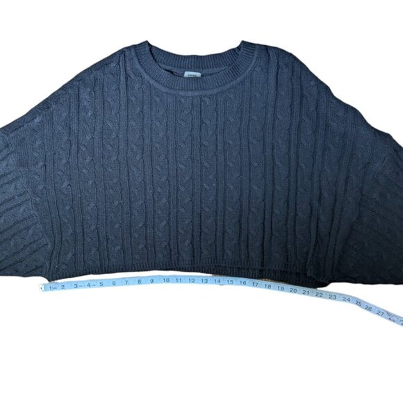 Garage Black Knit Cropped Sweater with Cuffed  Large Sleeves Women Size M/L - Picture 4 of 7